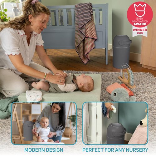L.A. Baby Magic Diaper Pail - Odor-Free System with Child-Safe Lock - No Refills Needed - Gray