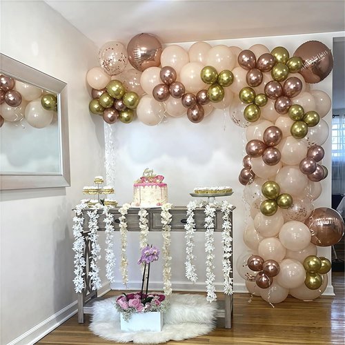 Blush Rose Gold Balloon Garland Kit - 119 Pieces of Peach Pink & Metallic Confetti for Celebrations