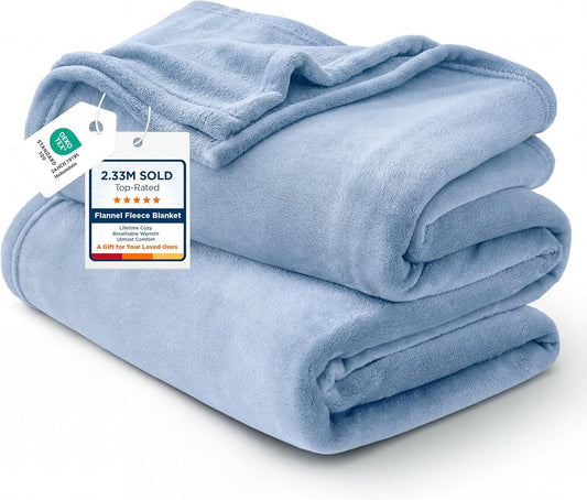Bedsure GentleSoft Fleece Throw Blanket - Lightweight Plush Cozy Blanket for Couch, Light Blue, 50x60 Inches