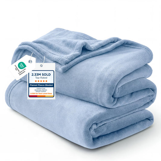Bedsure GentleSoft Fleece Blankets Twin Size Light Blue - 300GSM Lightweight Plush Fuzzy Cozy Soft Blanket for Bed, Sofa, Couch, Travel, Camping, 60x80 inches