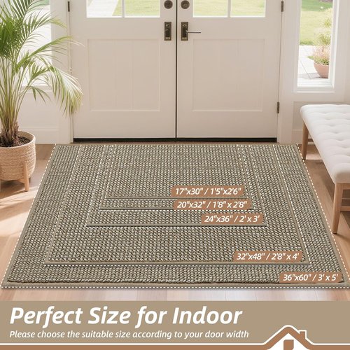 BEQHAUSE Dirt Trapper Door Mat - Non-Slip, Washable, Absorbent | 32" x 48", Light Beige for Entryway