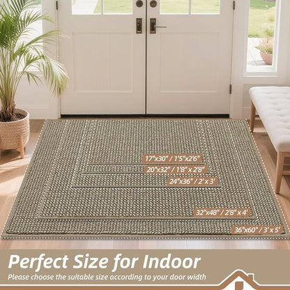 BEQHAUSE Dirt Trapper Door Mat - Non-Slip, Washable, Absorbent | 32" x 48", Light Beige for Entryway