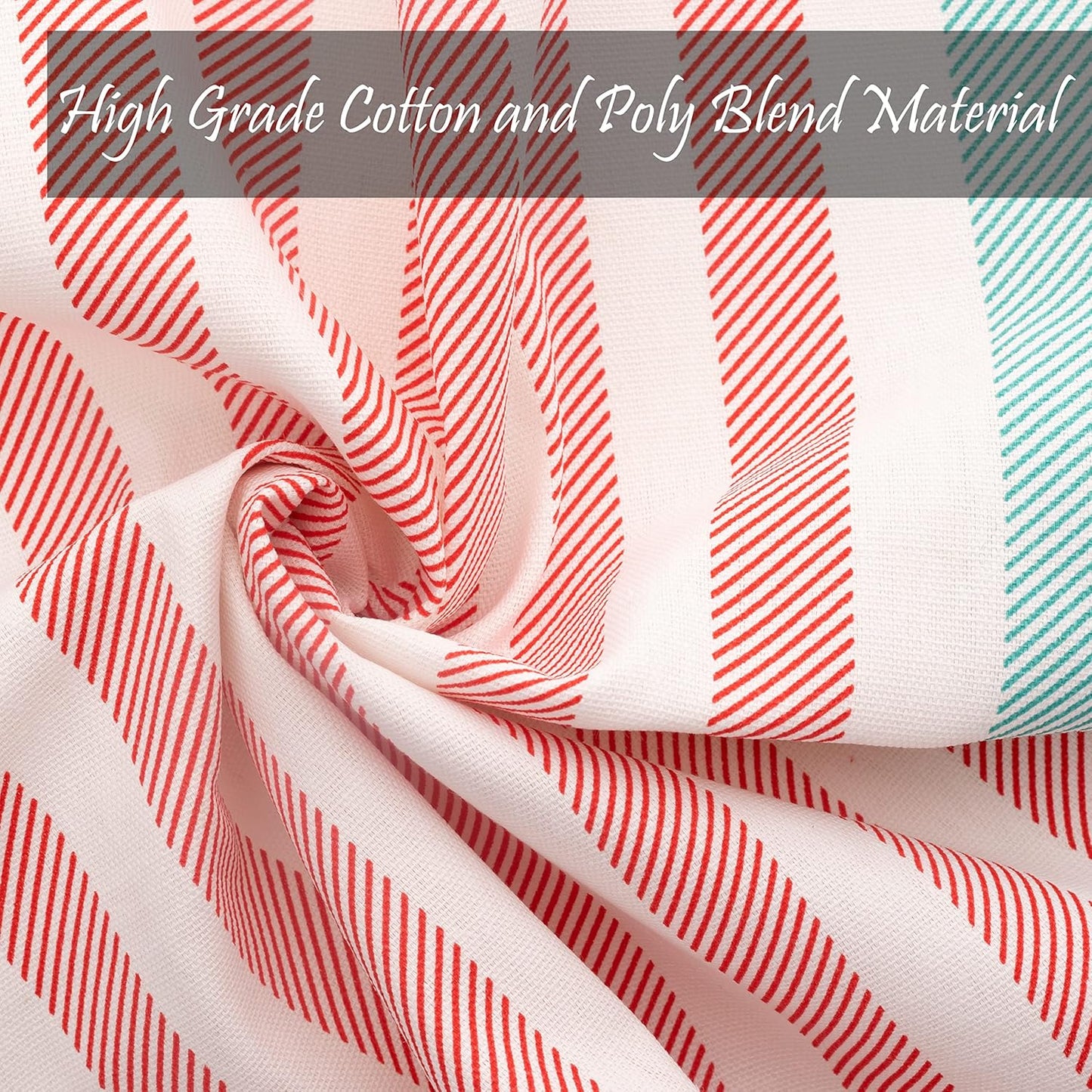 PERLLI Christmas Kitchen Cloth Napkins - 12 Pack 100% Cotton, 18x18 Inches | Washable Red, White & Green Table Linens