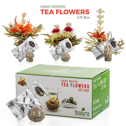 Tealyra - 12 pcs Blooming Flowering Tea - 12 Variety Flavors of Finest Blooming Teas – All Tea Balls Individually Sealed - Great Gift Bloom Teas Box