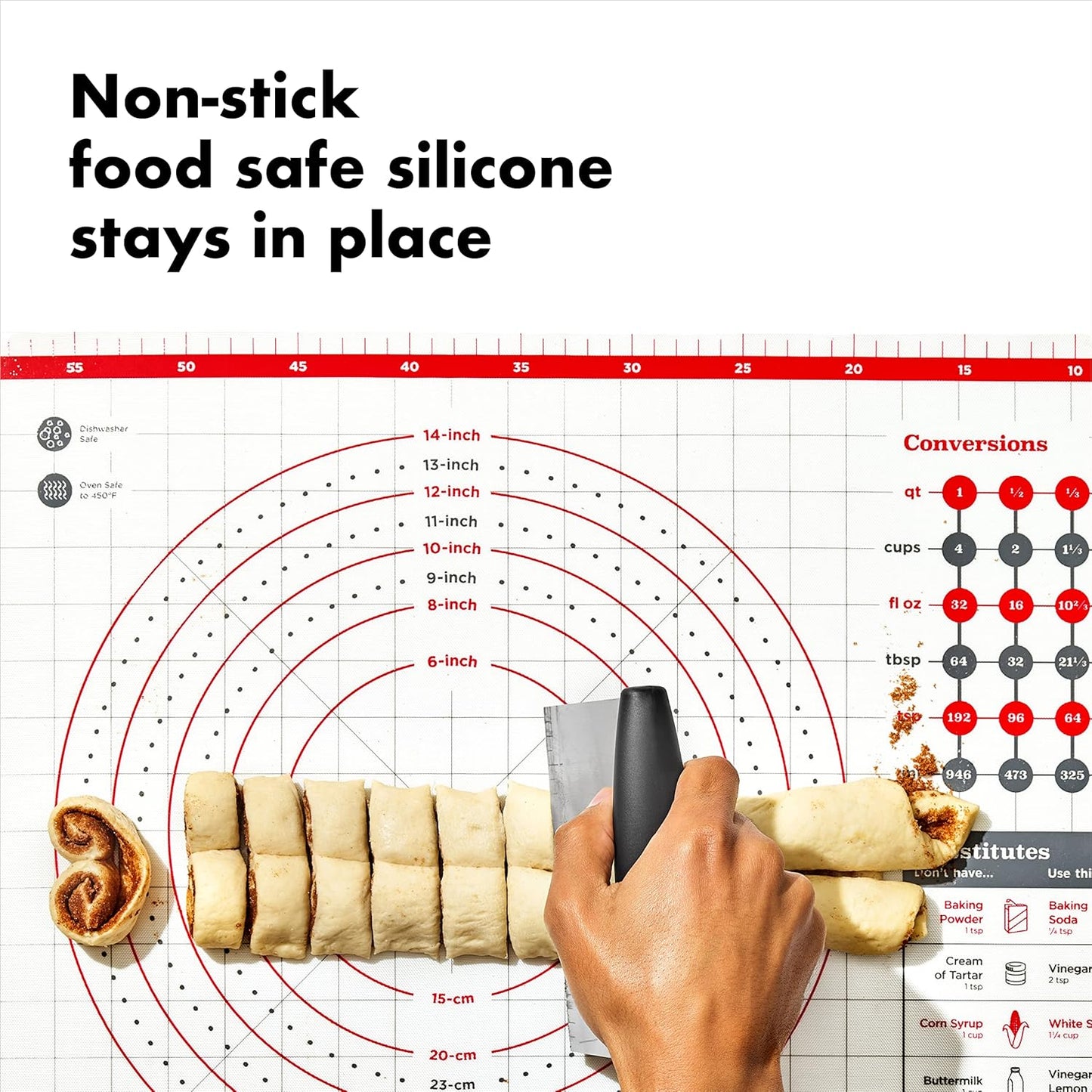 OXO Good Grips Non-Slip Silicone Pastry Mat - Built-In Measurements for Perfect Baking