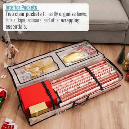 VENO Christmas Decoration Storage Bags - 3 Pack for Wrapping Paper & Ornaments | Durable & Spacious