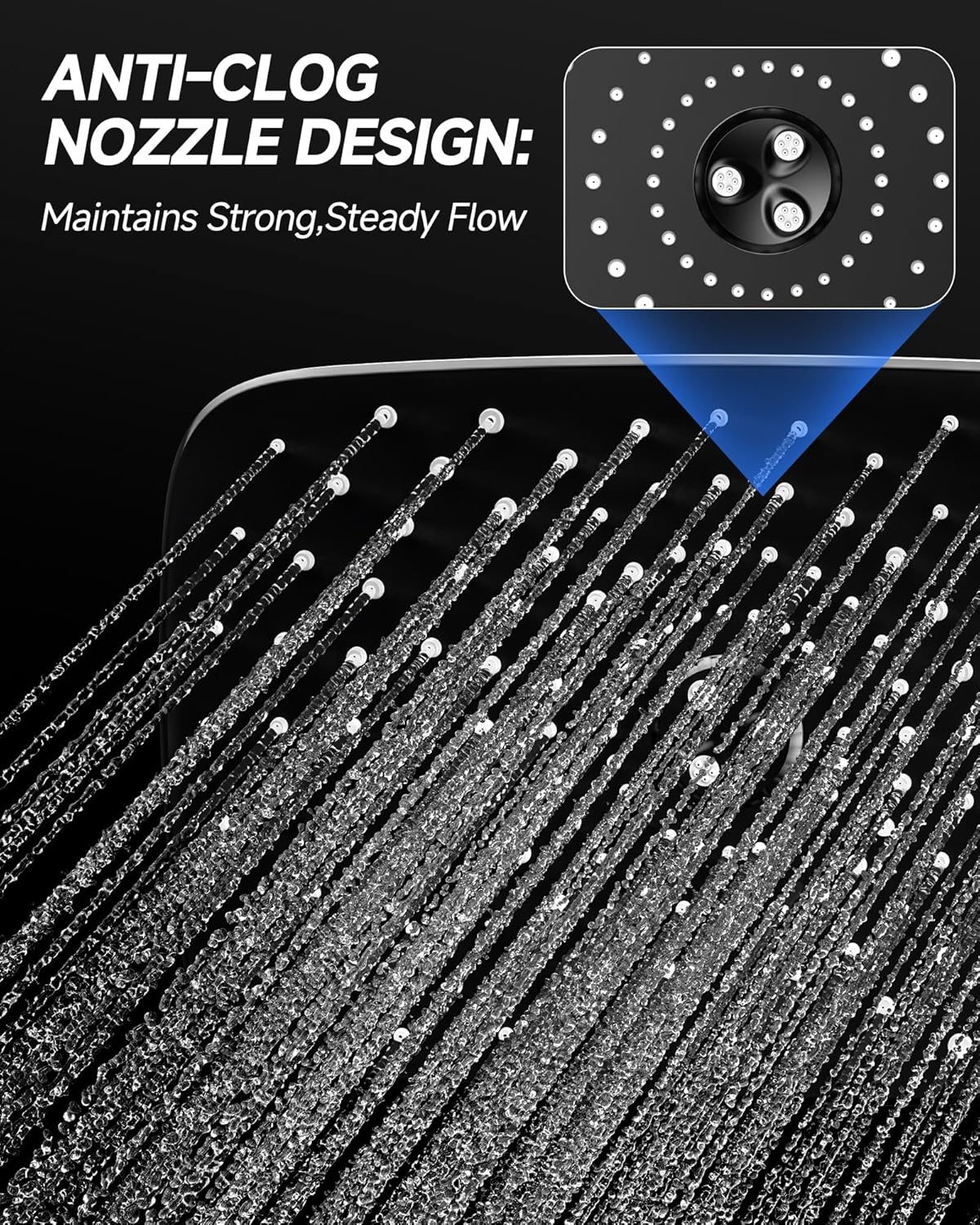 Veken 11.8" Rain Shower Head - Rectangular Stainless Steel Showerhead with Adjustable Arm & High Pressure | Chrome Finish