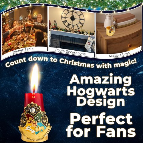 Harry Potter Advent Calendar 2025 - Candle & Holder Set with Tapered Unscented Candles | Hogwarts Room Decor