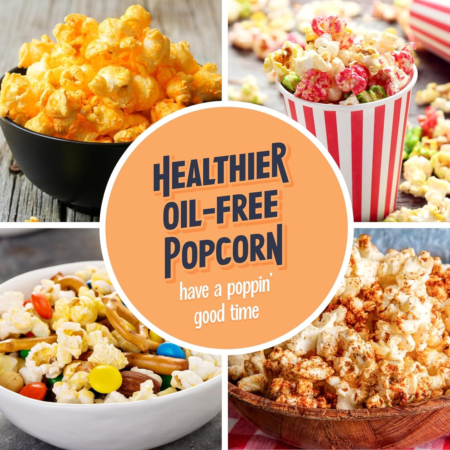Nostalgia Air Popper Popcorn Maker - Oil-Free 16 Cups Popcorn | Includes 4-Oz Measuring Cup - White