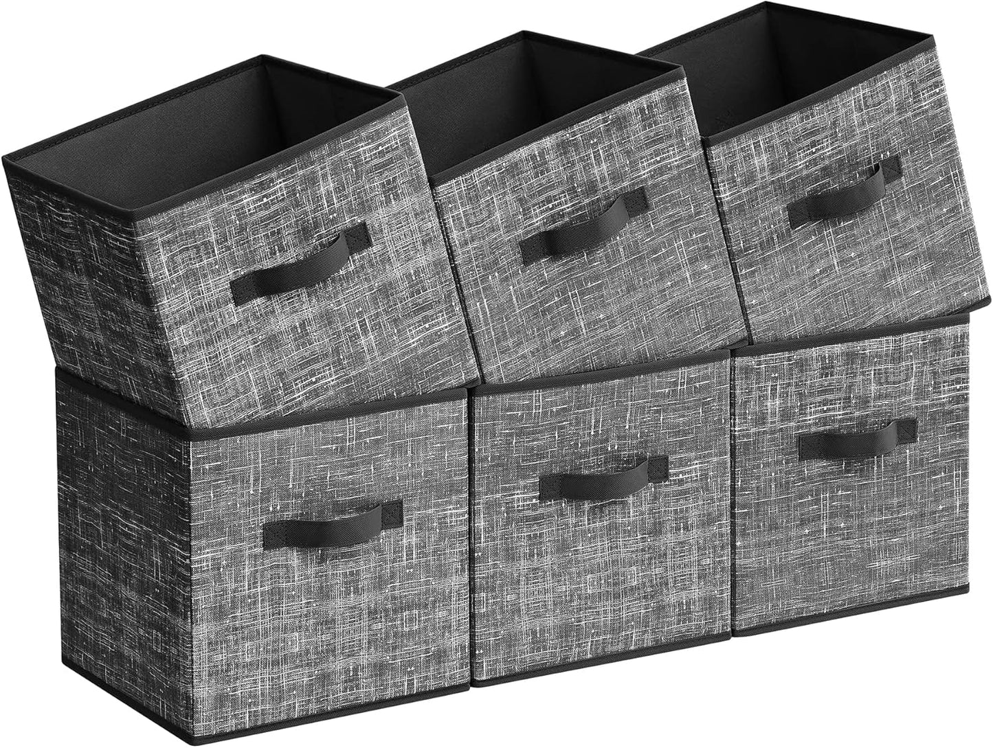 SONGMICS Storage Cubes - 11.8-Inch Foldable Non-Woven Fabric Bins | Set of 6 Closet Organizers in Classic Black
