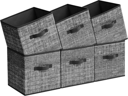SONGMICS Storage Cubes - 11.8-Inch Foldable Non-Woven Fabric Bins | Set of 6 Closet Organizers in Classic Black