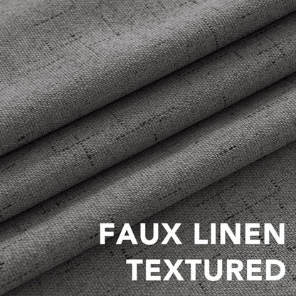H.VERSAILTEX Linen Blackout Curtains 72 Inches Long 100% Absolutely Blackout Thermal Insulated Textured Linen Look Curtain Draperies Anti-Rust Grommet, Energy Saving with White Liner, 2 Panels, Grey