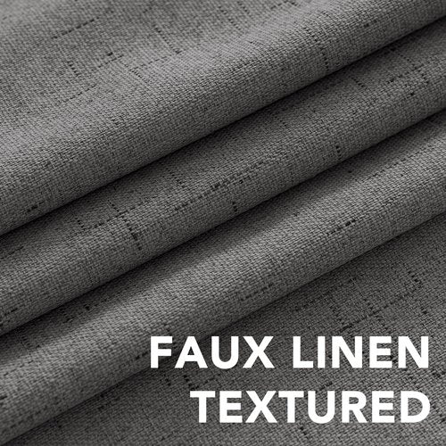 H.VERSAILTEX Primitive Linen Curtains 100% Blackout Curtain Drapes Burlap Fabric Curtains with White Thermal Insulated Liner, Grommet Top Drapes Living Room/Bedroom (2 Panels, 42 x 45 Inch, Grey)