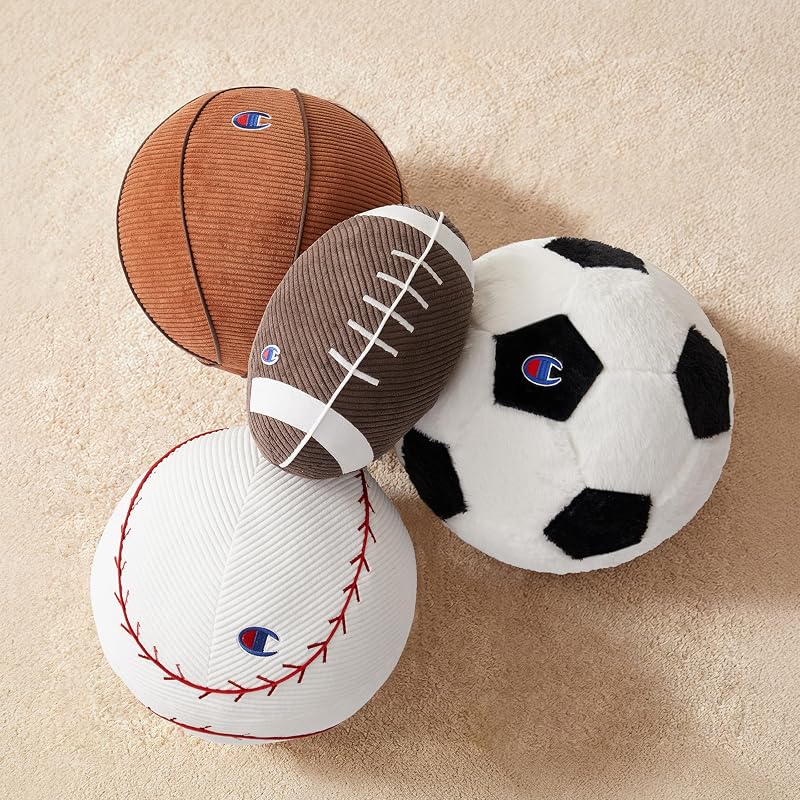 Champion Soccer Plush Pillow Ball - 12" Round, Black/White (Variation: Soccer)