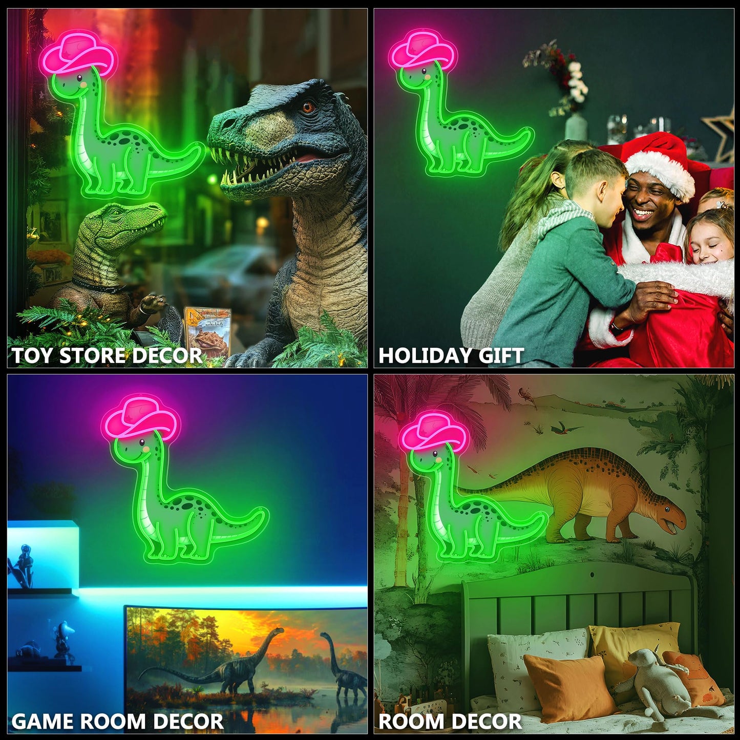 ZLOOREE Cowgirl Dinosaur Neon Signs for Wall Decor, Dimmable Cowboy Dinosaur Neon Light for Teen Boys Girls Bedroom Decor, Animals Led Light Up Signs for Birthday Party Gifts