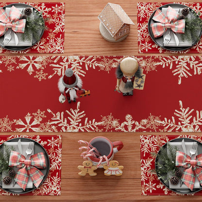 XCHI Red Snowflakes Table Runner - Winter Christmas Holiday Decor for Home & Kitchen | 13x72 Inch