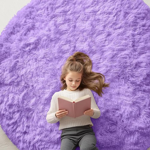 OLANLY Purple Round Rugs for Bedroom - Machine Washable, 6 ft Circle Area Rugs for Living Room, Soft and Fluffy Shaggy Carpet for Teen Girls and Boys, Nursery Rooms, Dorms, Home Decor Aesthetic