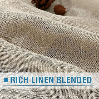 H.VERSAILTEX Linen Blended Curtains - 63 Inch Light Filtering Natural Textured Rod Pocket Panels | 2 Set for Living Room & Bedroom
