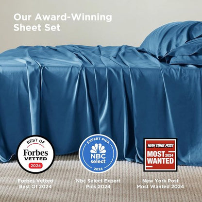 Bedsure King Size Cooling Sheets Set - Breathable Rayon from Bamboo | Soft & Luxurious Teal Bedding