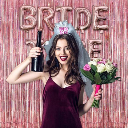 GREATRIL Rose Gold Tinsel Party Backdrop - Foil Fringe Curtain for Birthday Photo Booth - 1m x 2.5m | Pack of 2
