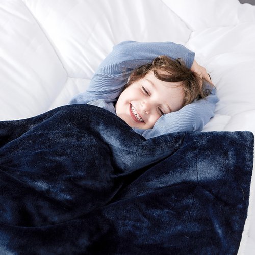 Bedsure GentleSoft Bedding Fleece Blanket for Girls and Boys - Soft Cozy Cute Small Throw Blankets for Travel, 43x55 Inches, Navy