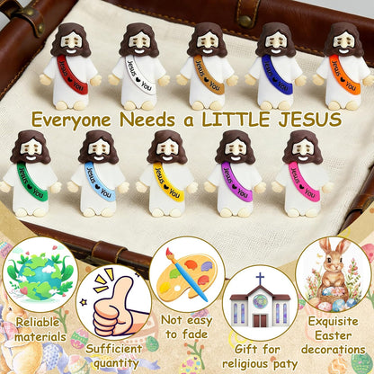 Skiennix Mini Jesus Figurines - 40 Pcs Bulk Set for Easter | Tiny Rubber Christ Toys & Party Favors