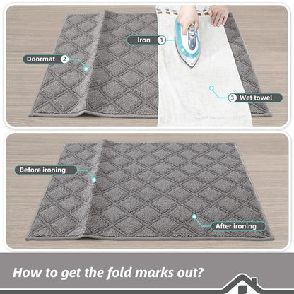 BEQHAUSE Dirt Trapper Door Mat 32" x 48", Non-Slip Washable Doormats Welcome Mat, Dirt Resistant and Absorbent Entrance Mat, Low Profile Floor Mats for Front Back Door, Entryway, Grey