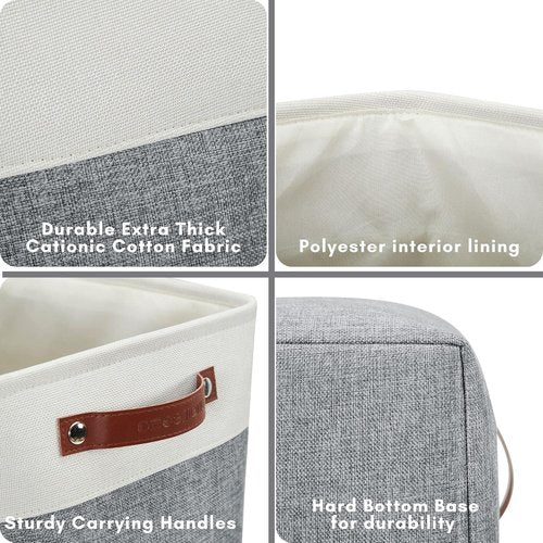 DECOMOMO Extra Large Storage Baskets - 54.5L Fabric Bins for Organizing Linen Closet | Slate Grey & White, 3 Pack