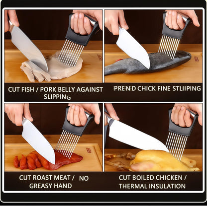 Skiennix Onion Slicer - Upgraded Chopper Tool for Effortless Slicing of Vegetables & Meat | Black