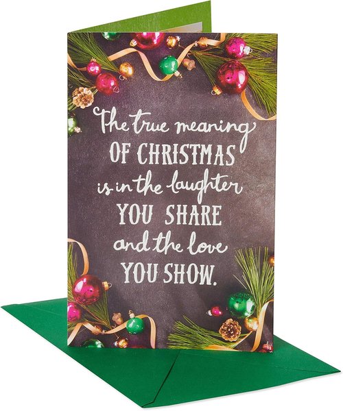American Greetings Christmas Card - Festive Ornaments & Pine Branches | Perfect Holiday Greeting for Friends
