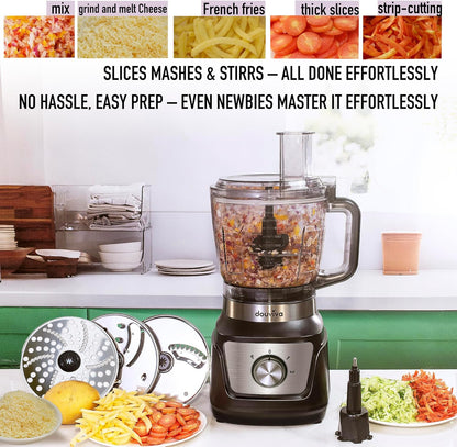 Skiennix Food Processor Blender Combo - 3-in-1 Kitchen Blender with 8-Cup Bowl & 24oz To-Go Cup