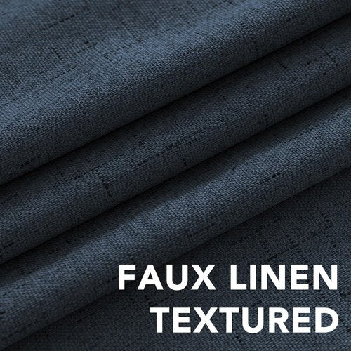 H.VERSAILTEX Primitive Linen Blackout Curtains with Burlap Fabric and White Thermal Insulated Liner, Grommet Top Curtains for Living Room/Bedroom (2 Panels, 42 x 84 Inch, Navy)