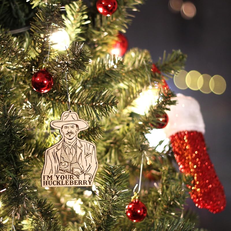 Im Your Huckleberry Wyatt Earp Christmas Ornament – Handmade Birch Wood, 4 x 2.75 in