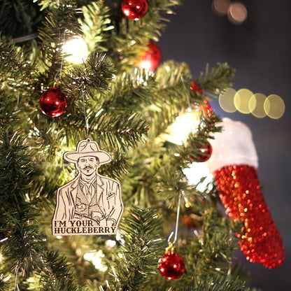 Im Your Huckleberry Wyatt Earp Christmas Ornament – Handmade Birch Wood, 4 x 2.75 in