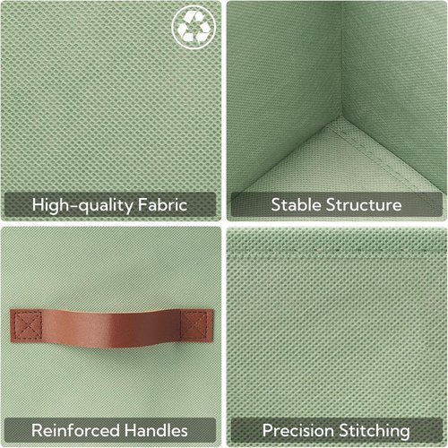 Granny Says 11-Inch Cube Storage Bins - Collapsible Fabric Baskets for Organization | Sage Green, 6-Pack