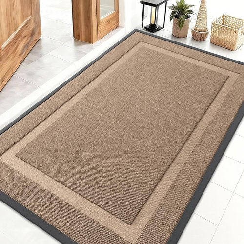 OLANLY Front Door Mat Indoor Outdoor Entrance, Waterproof All-Season, All-Weather Doormat, Sturdy Natural Rubber, Low Profile, Easy Clean Patio Porch Entryway Mat, 47x32, Mocha