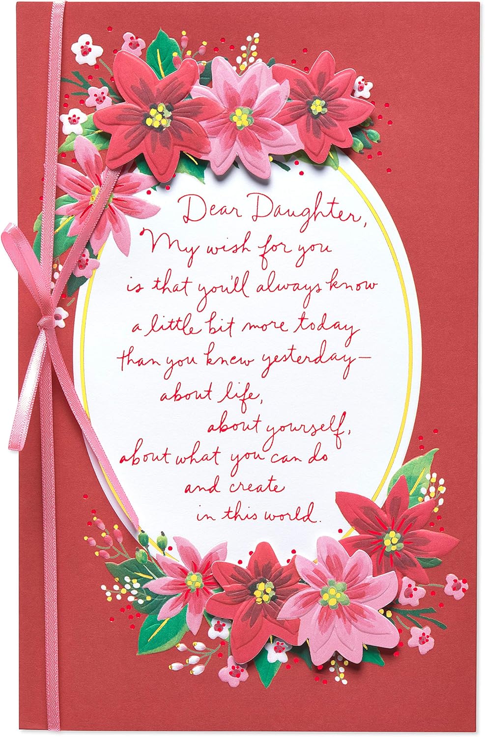 American Greetings Christmas Card - Festive Floral Design with Poinsettias for Daughter | Perfect Holiday Greeting