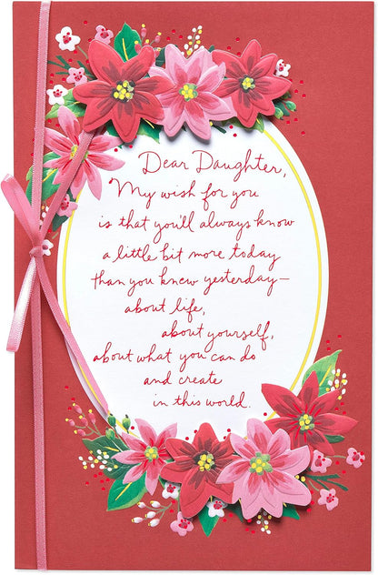 American Greetings Christmas Card - Festive Floral Design with Poinsettias for Daughter | Perfect Holiday Greeting