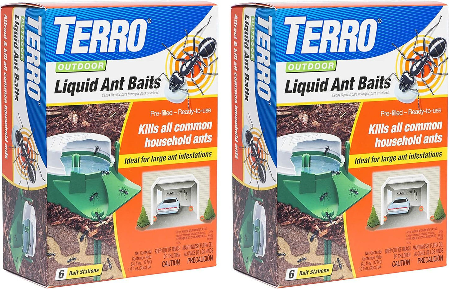 TERRO T1806SR Outdoor Liquid Ant Baits - 2-Pack with 12 Effective Traps for Home Protection