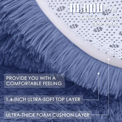 OLANLY 5x7 Machine Washable Large Area Rugs for Living Room, Bedroom, Soft Fluffy Shaggy Bedside Rug, Indoor Floor Carpet for Kids Girls and Boys, Dorms, Nursery, Home Decor Aesthetic, Denim Blue