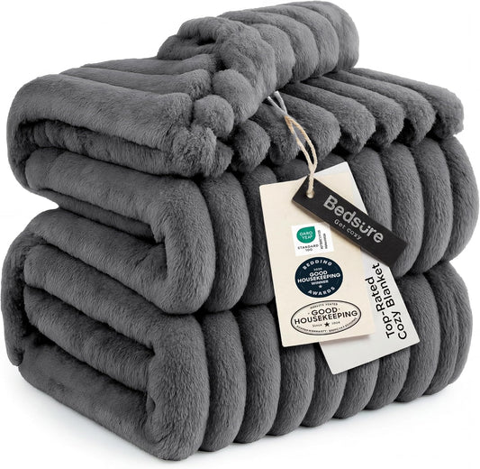 Bedsure GentleSoft Fleece Blanket - Cozy Frost Gray Throw for Couch, Perfect for Women & Girls, 108x90 Inches