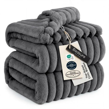 Bedsure GentleSoft Frost Gray Fleece Blanket for Couch - Cozy Soft Blankets for Women, Cute Small Throws for Girls, 108x90 Inches