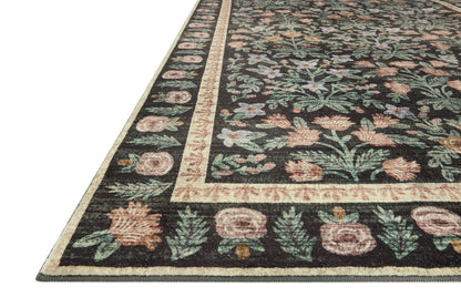 Loloi Rifle Paper Co. x Eden Collection EDE-02 Mughal Garden Black 2'-6" x 11'-6" Runner Rug