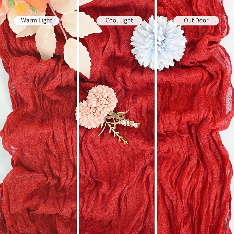 15 Pack Red Cheesecloth Table Runner 17 x 108 in - Rustic Wedding Party Decor (Variation: Red+15 Pack)