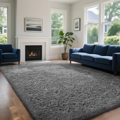 Ophanie 7x10 Area Rugs for Living Room, Upgrade Non-Slip Fluffy Soft Large Shag Bedroom Carpet, Grey Big Indoor Thick Nursery Rug, Gray Carpets for Boy and Girls Room Dorm Home Decor Aesthetic