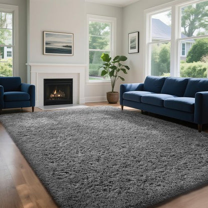 Ophanie 7x10 Area Rugs for Living Room, Upgrade Non-Slip Fluffy Soft Large Shag Bedroom Carpet, Grey Big Indoor Thick Nursery Rug, Gray Carpets for Boy and Girls Room Dorm Home Decor Aesthetic