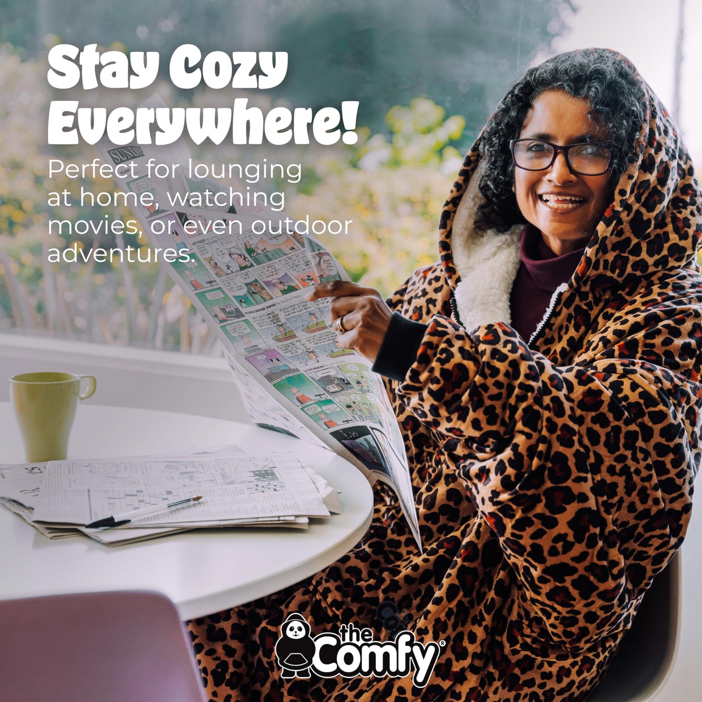 THE COMFY Original Quarter-Zip | Floor Length Sherpa Lined Microfiber Fleece Wearable Blanket, Oversized Design with Hood and Pocket, From Shark Tank, for Women & Men, Warm and Cozy Gifts