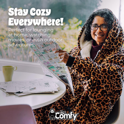 THE COMFY Original Quarter-Zip | Floor Length Sherpa Lined Microfiber Fleece Wearable Blanket, Oversized Design with Hood and Pocket, From Shark Tank, for Women & Men, Warm and Cozy Gifts