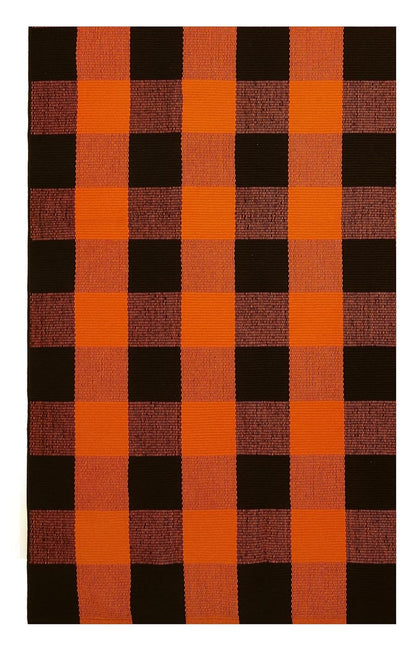 Fall Orange Buffalo Plaid Door Mat 2.3' x 3.6' - Casual Front Porch Rug (Variation: Orange & Black 2'4" x 3'7")