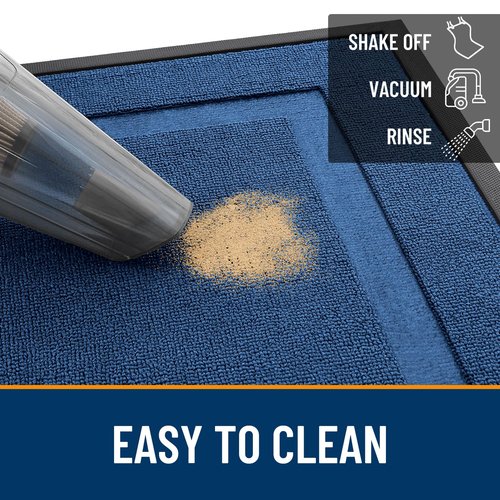 OLANLY Front Door Mat Indoor Outdoor Entrance, Waterproof All-Season, All-Weather Doormat, Sturdy Natural Rubber, Low Profile, Easy Clean Patio Porch Entryway Mat, 47x17, Navy Blue